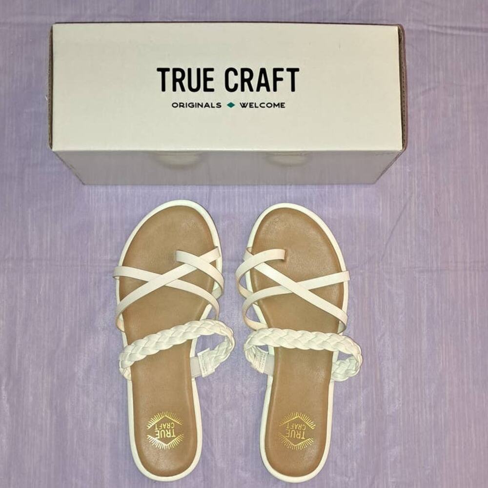 True Craft White Braided Womens Strappy Sandal Size 8.5